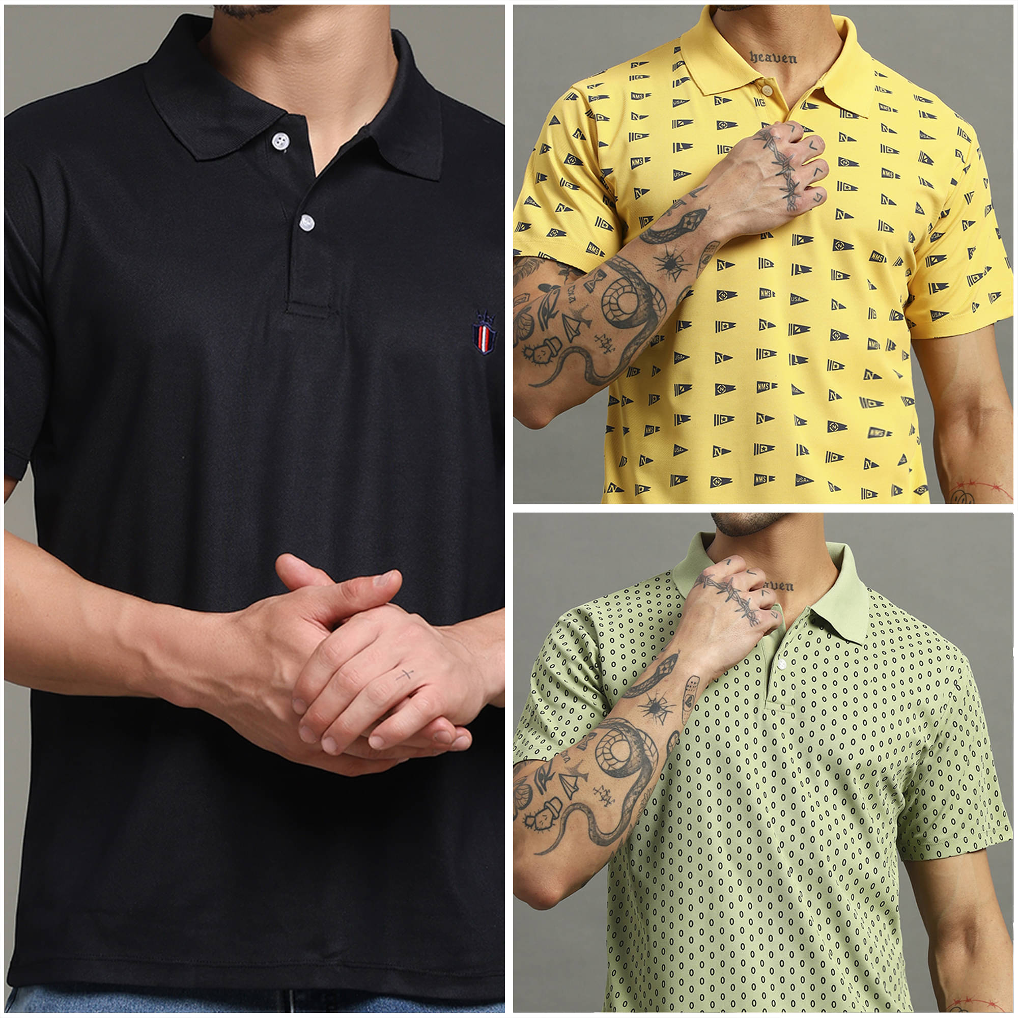 Nins Moda Men Cotton Blend Regular Fit Printed Polo T Shirt ( Black ) Nins Moda Men Cotton Blend Regular Fit Printed Polo T Shirt ( Black )