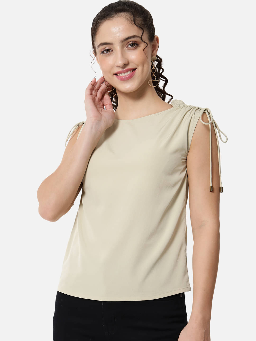     			OTIRA Women's Crepe Regular Top ( Beige )