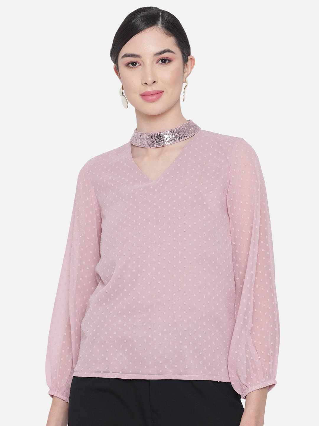     			OTIRA Women's Georgette Regular Top ( Pink )