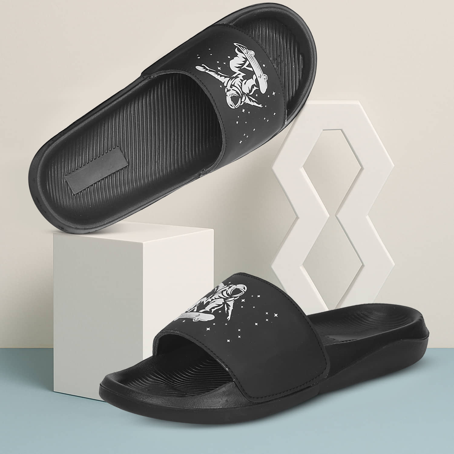 PERY PAO Black Men's Slide Flip Flop