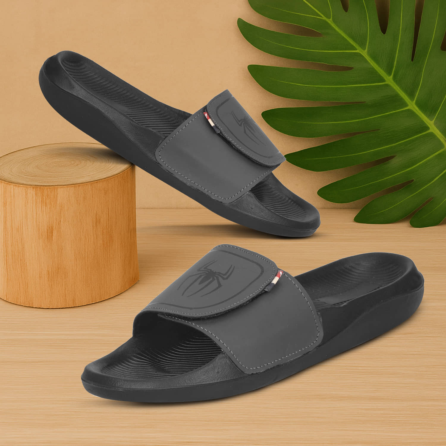 PERY PAO Grey Men's Slide Flip Flop