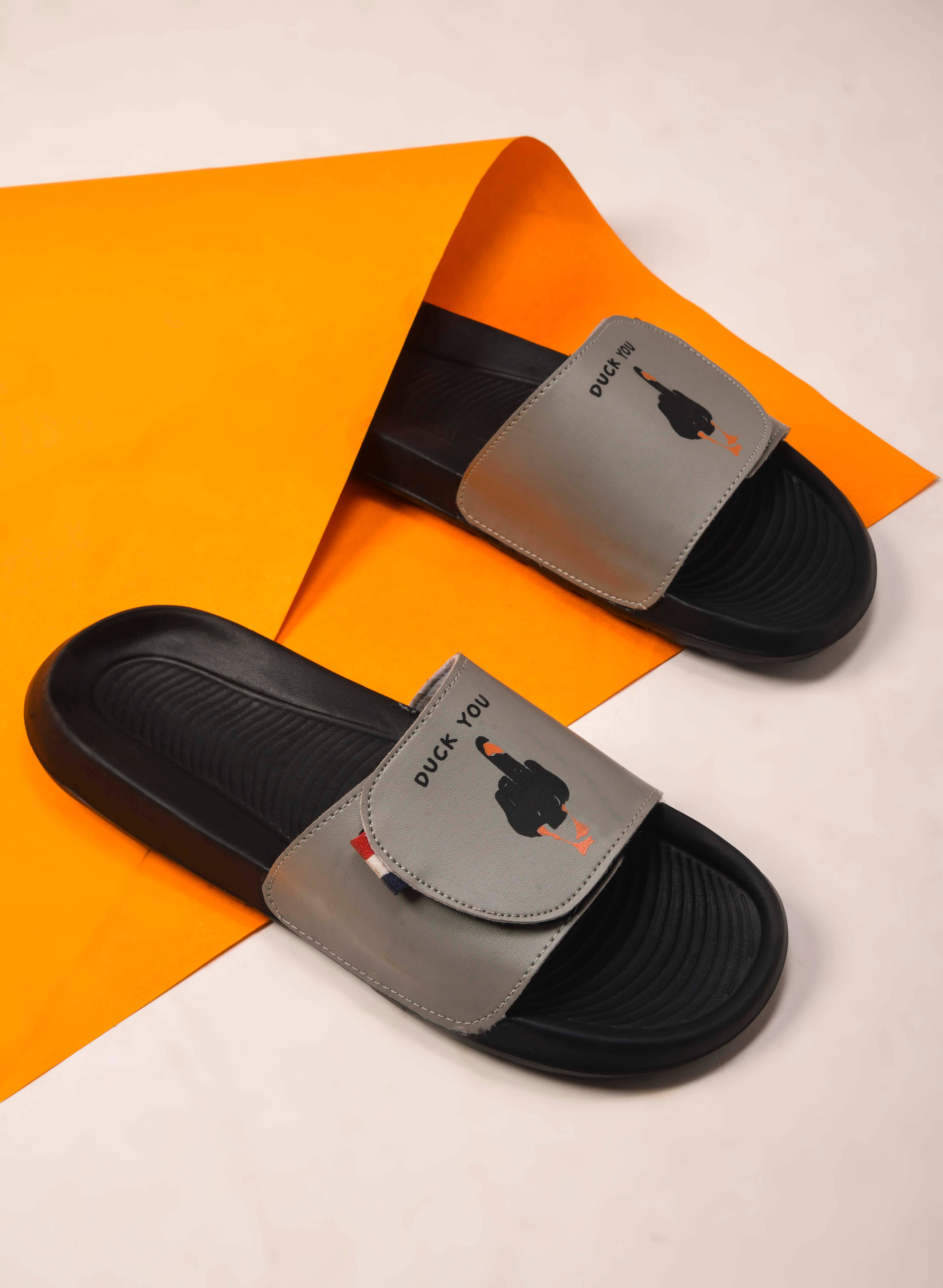 PERY PAO Grey Men's Slide Flip Flop