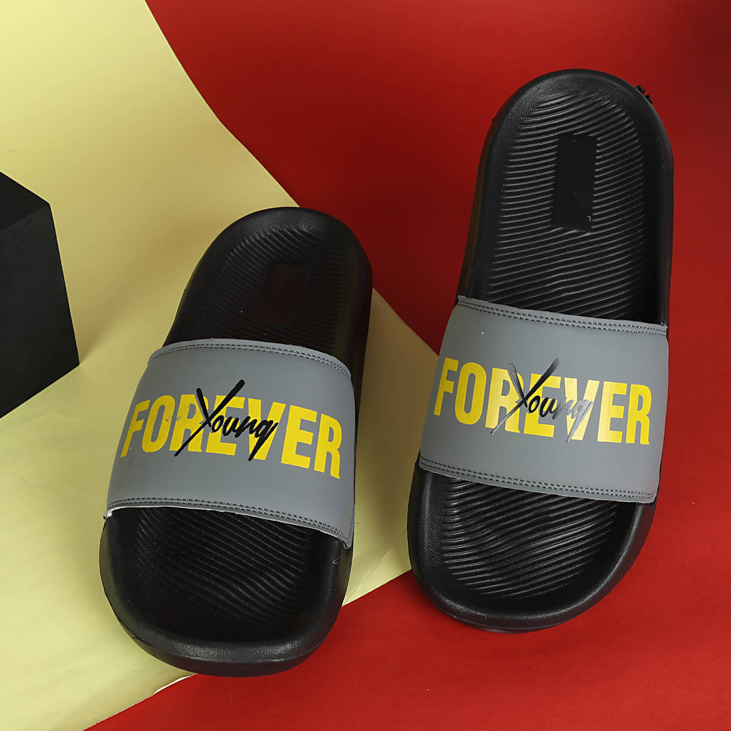    			PERY PAO Grey Men's Slide Flip Flop