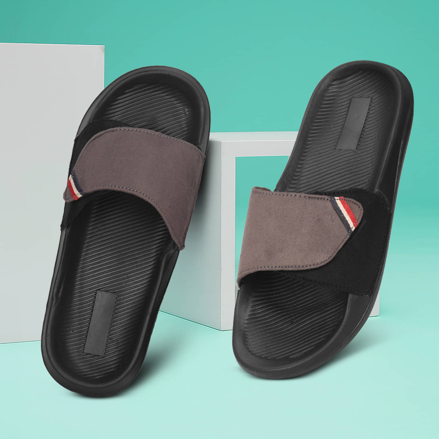     			PERY PAO Grey Men's Slide Flip Flop