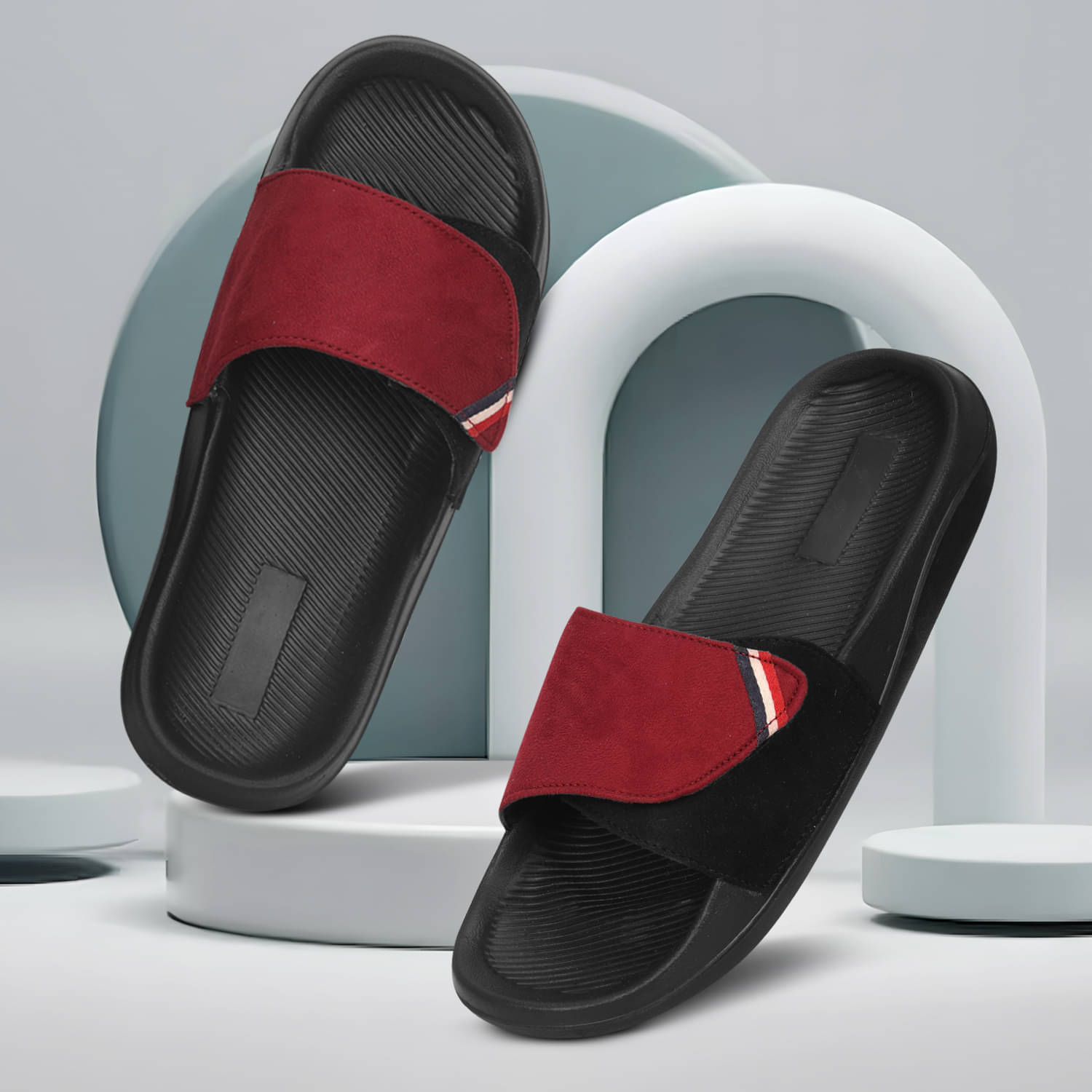    			PERY PAO Maroon Men's Slide Flip Flop