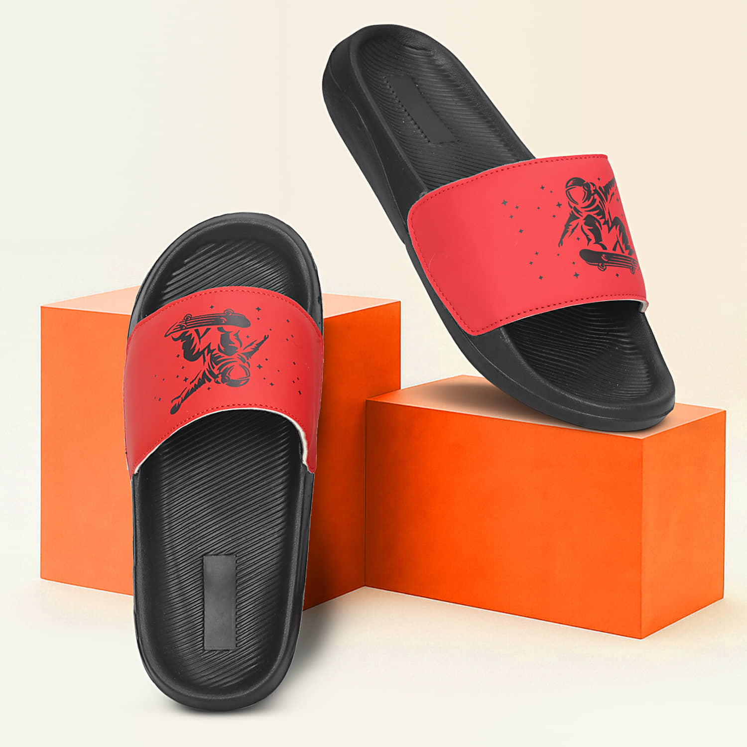 PERY PAO Red Men's Slide Flip Flop