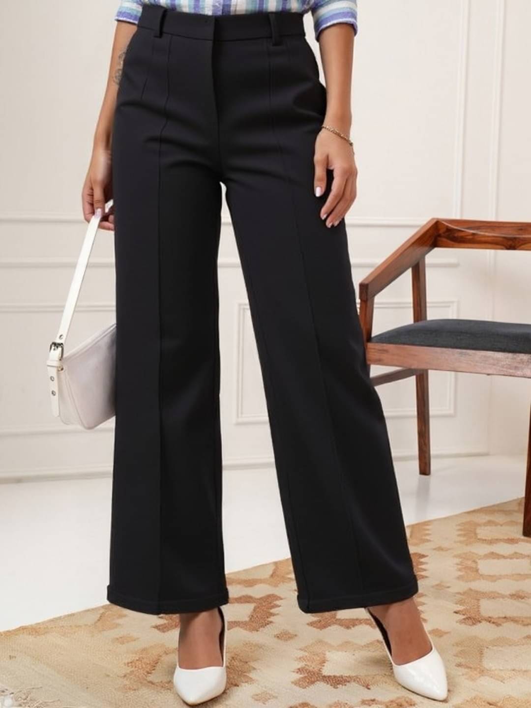     			PLUS PARADISE Women Lycra Casual Trousers ( Black )