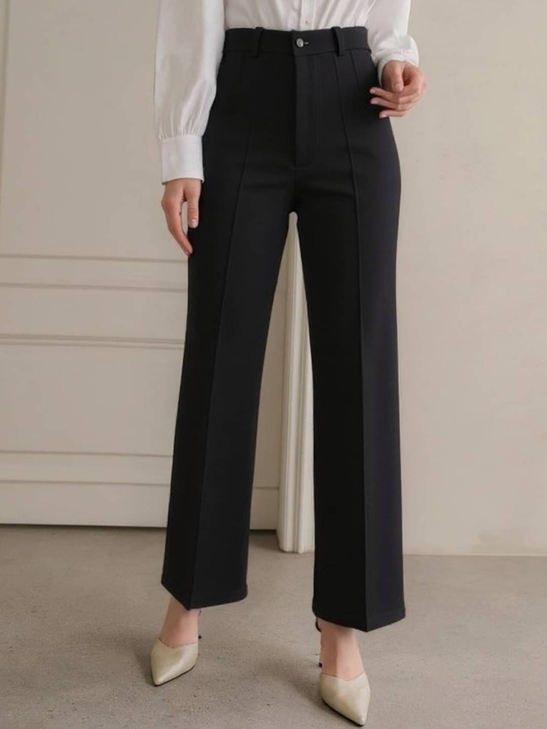     			PLUS PARADISE Women Lycra Casual Trousers ( Black )
