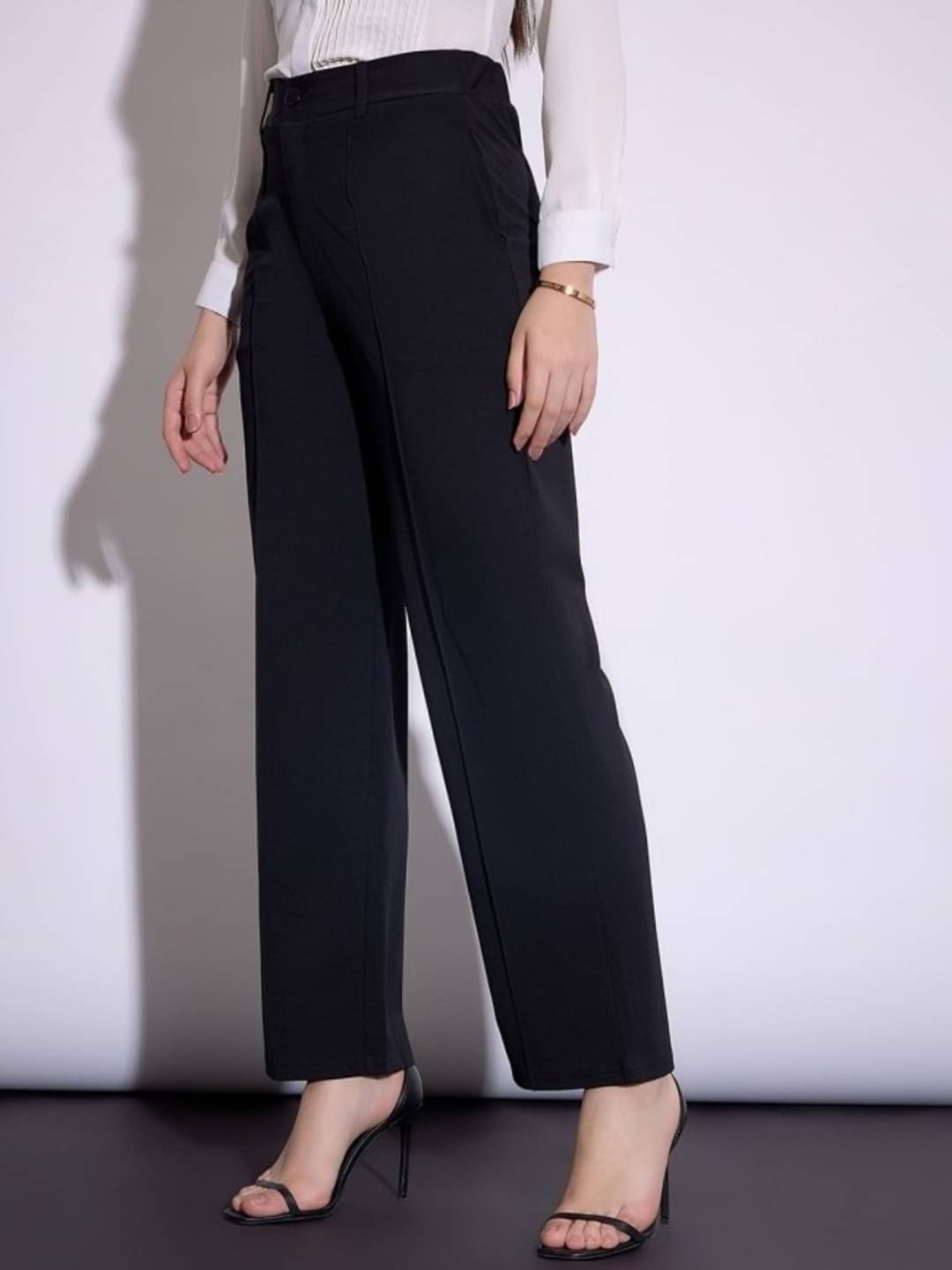     			PLUS PARADISE Women Lycra Casual Trousers ( Black )