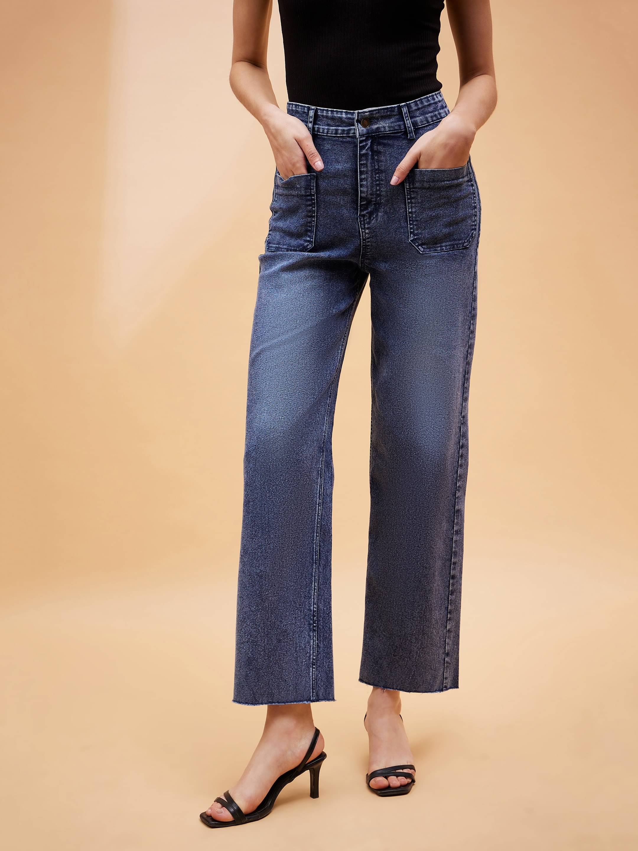     			SASSAFRAS BASICS Women's Straight Fit Mid-Rise Jeans ( Blue )