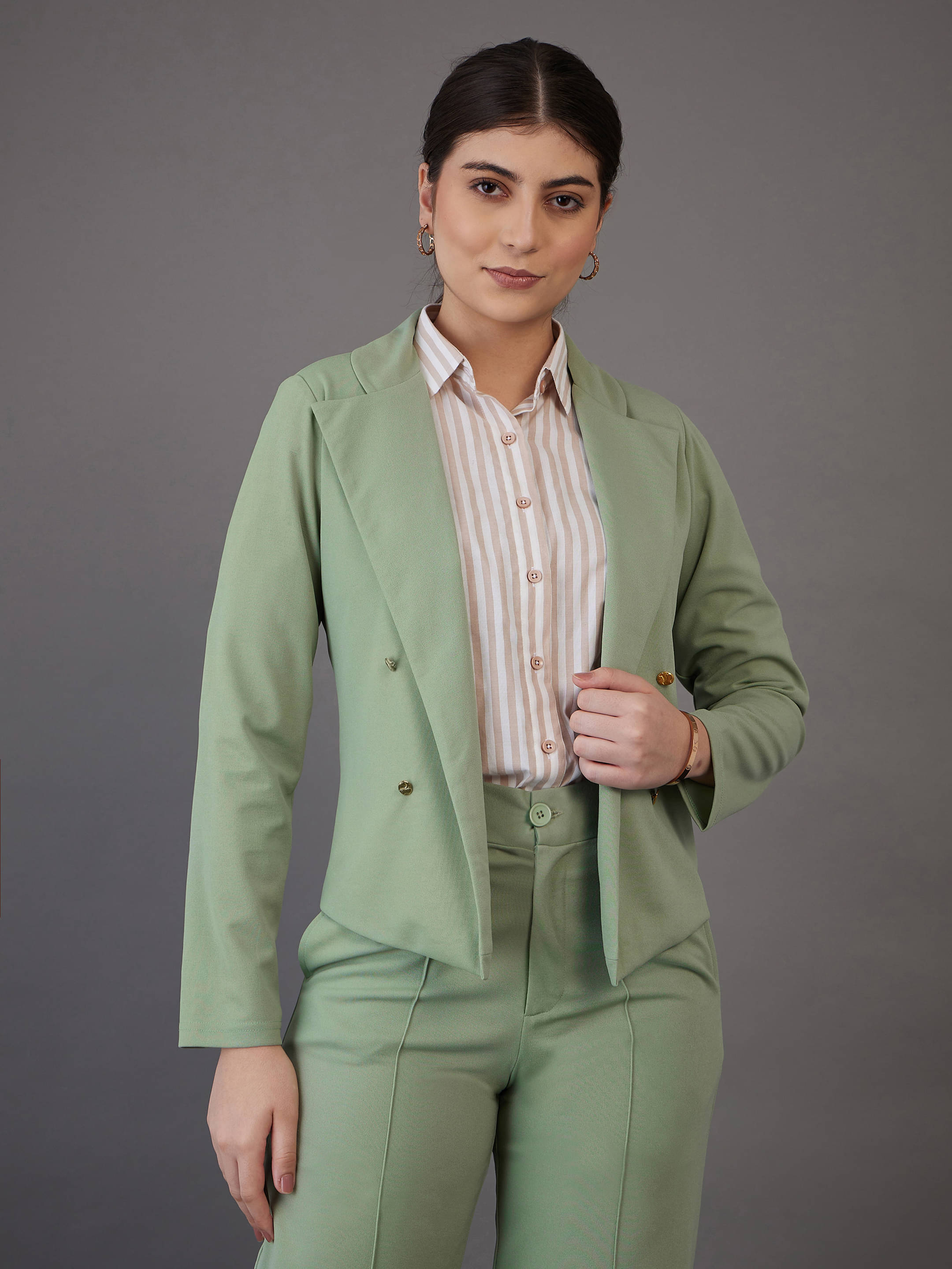 SASSAFRAS worklyf - Polyester Blend Green Blazers SASSAFRAS worklyf - Polyester Blend Green Blazers