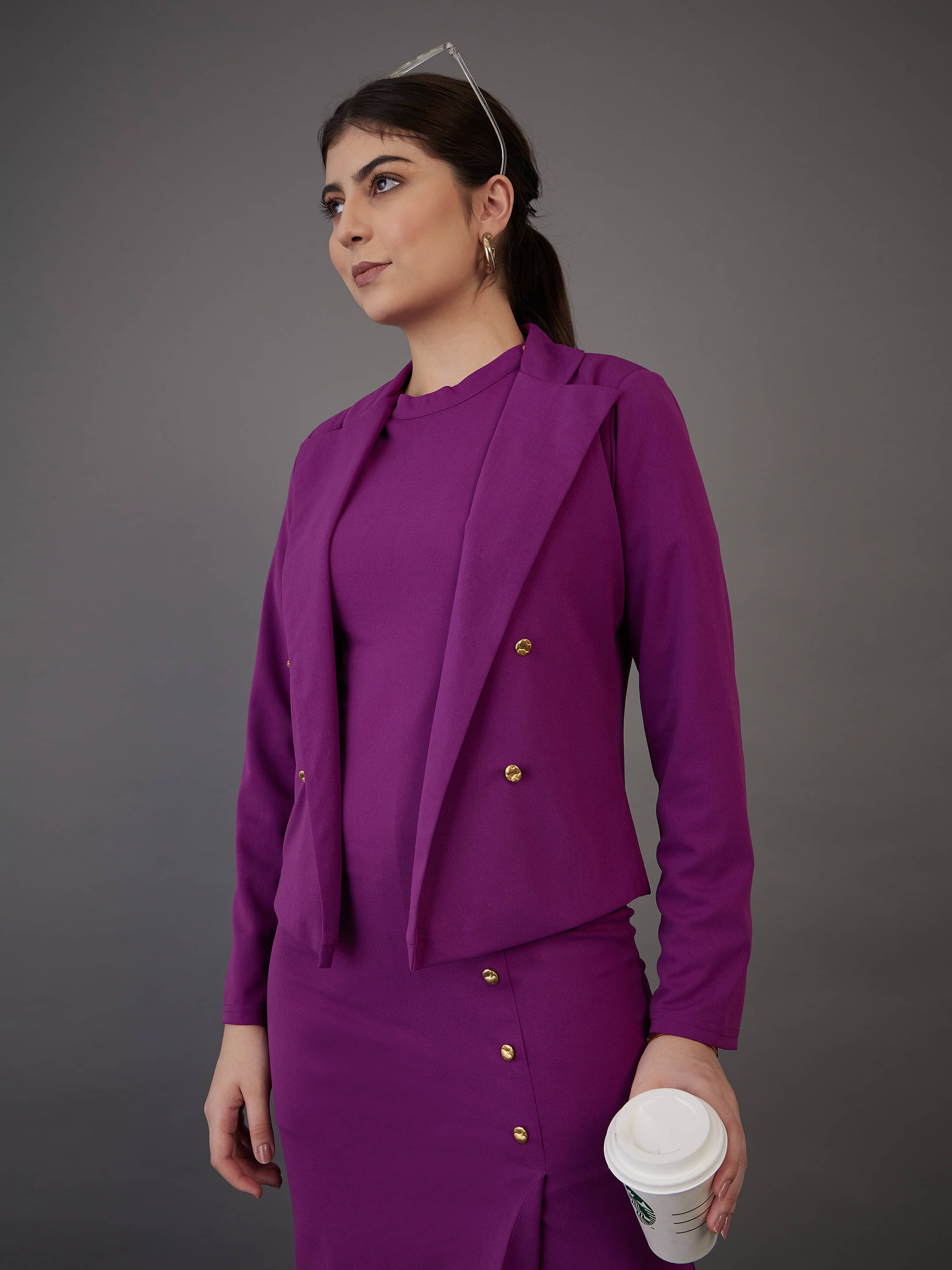 SASSAFRAS worklyf - Polyester Blend Purple Blazers SASSAFRAS worklyf - Polyester Blend Purple Blazers