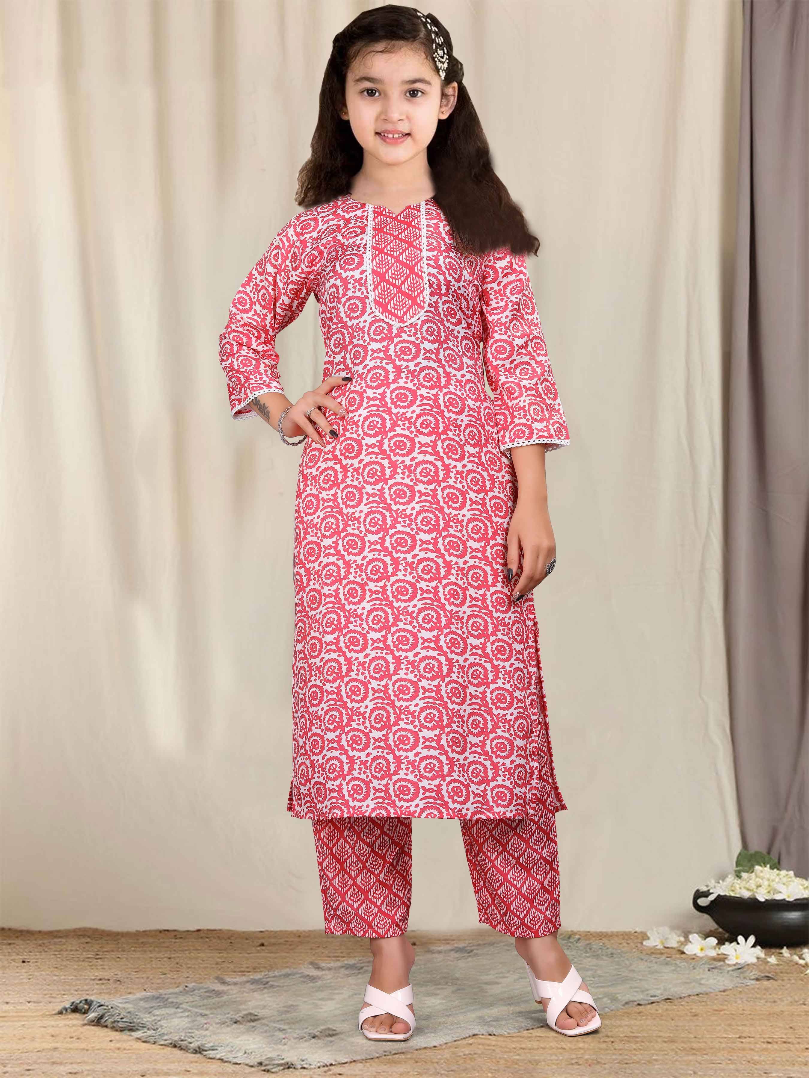     			SATVASHIV Girls Rayon Kurti with Pants ( Pack of 1 , Rose Gold )