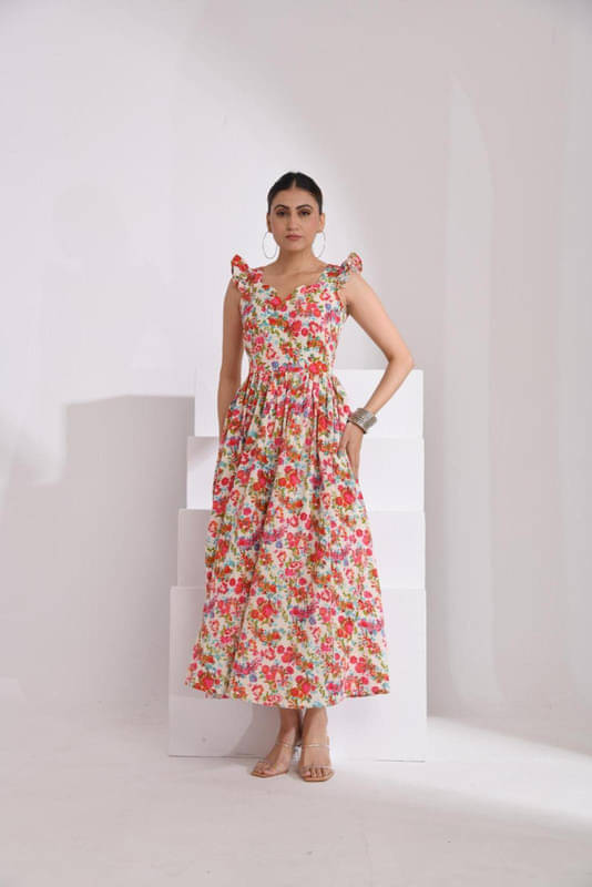     			SIDDHO HUM Women Cotton Blend Ethnic Dress ( Pink )