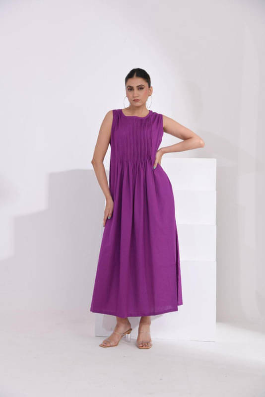     			SIDDHO HUM Women Cotton Blend Ethnic Dress ( Purple )