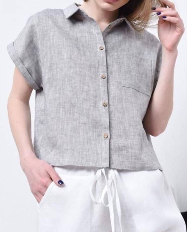     			SIDDHO HUM Women Solid Cotton Shirt ( Grey )