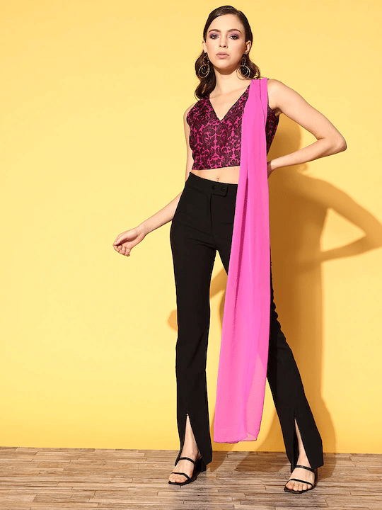     			Shae by SASSAFRAS Women's Polyester Crop Top ( Pink )