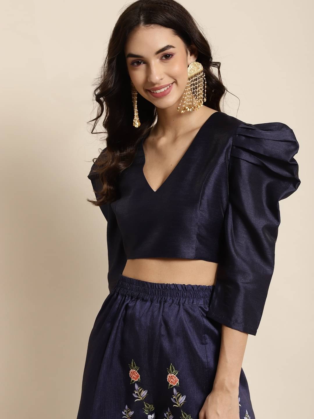    			Shae by SASSAFRAS Women's Polyester Crop Top ( Navy Blue )