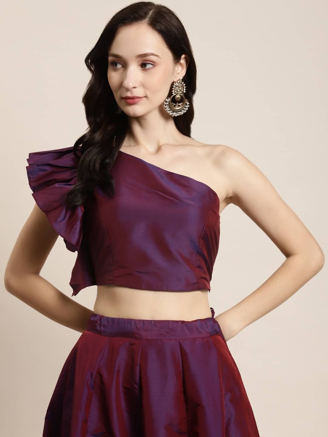     			Shae by SASSAFRAS Women's Polyester Crop Top ( Purple )