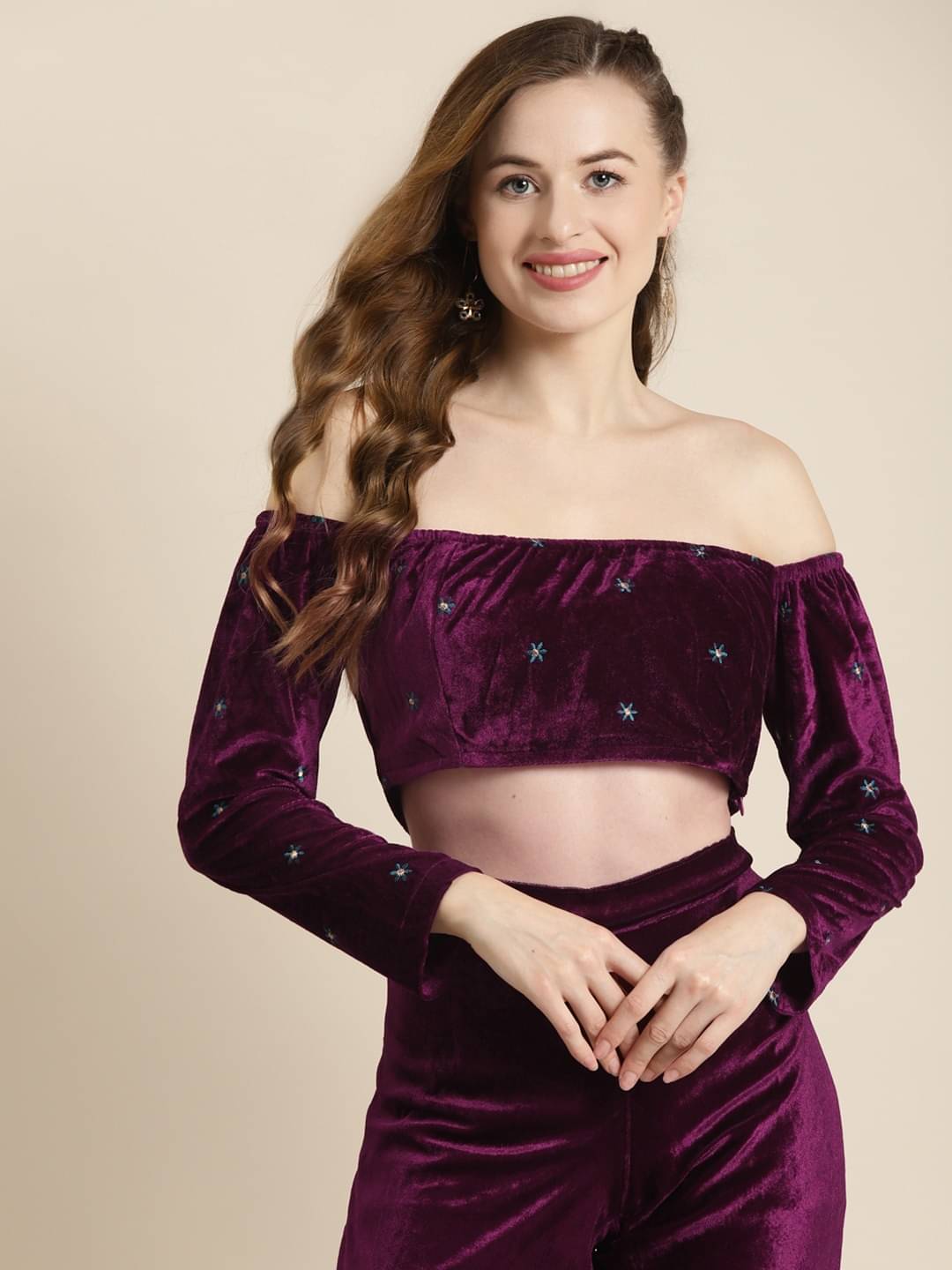     			Shae by SASSAFRAS Women's Polyester Crop Top ( Purple )