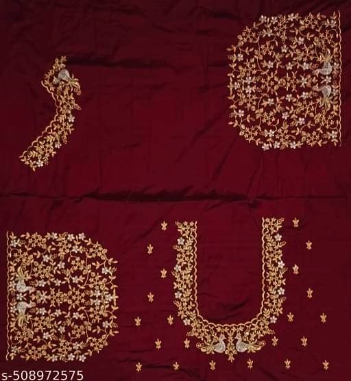     			The White Rabbit Cotton Unstitched Unstitched Women's Blouse ( Maroon )