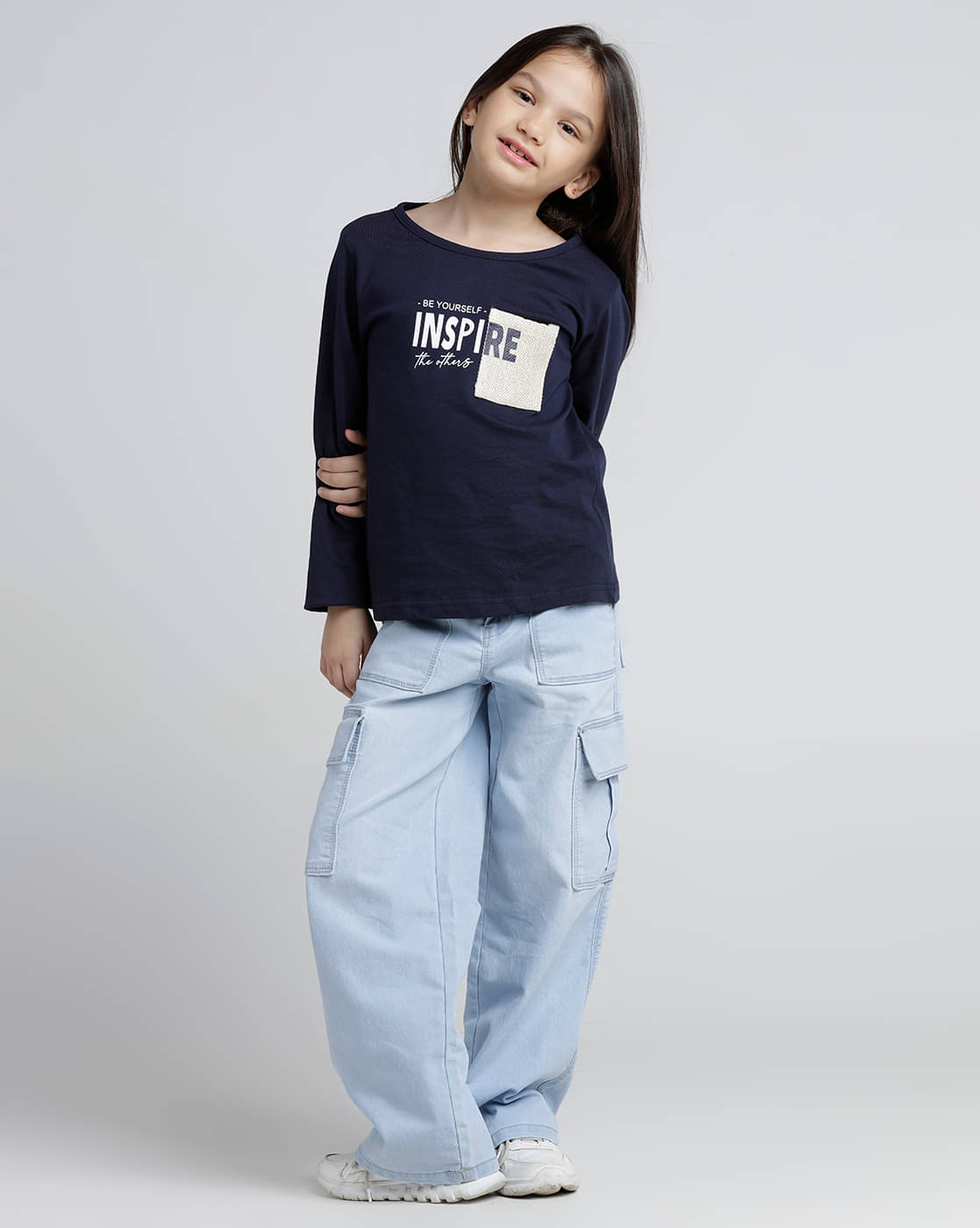     			Under Fourteen Only Pack of 1 Girls Cotton T-Shirt ( Navy )