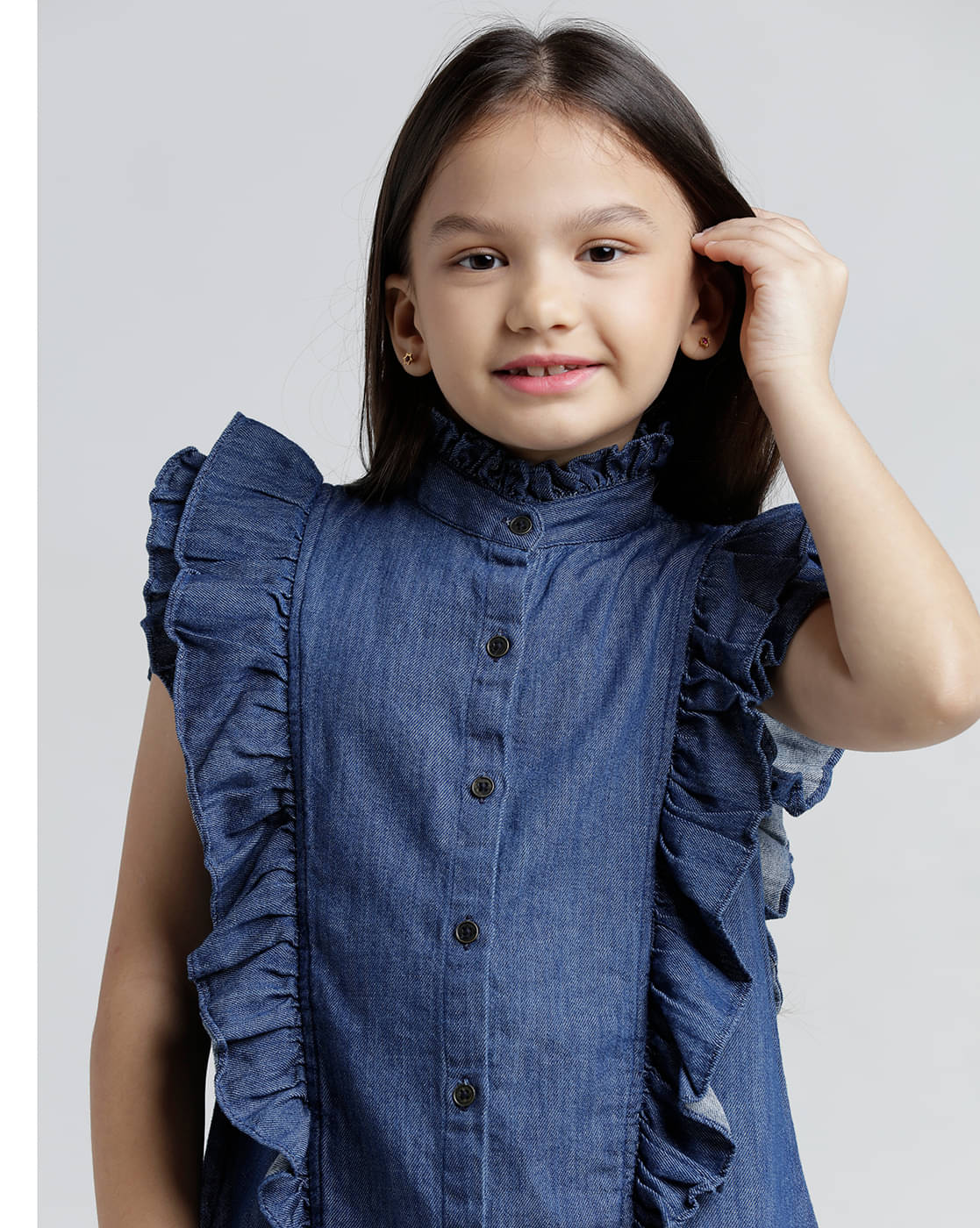     			Under Fourteen Only Pack of 1 Girls Denim Top ( Blue )
