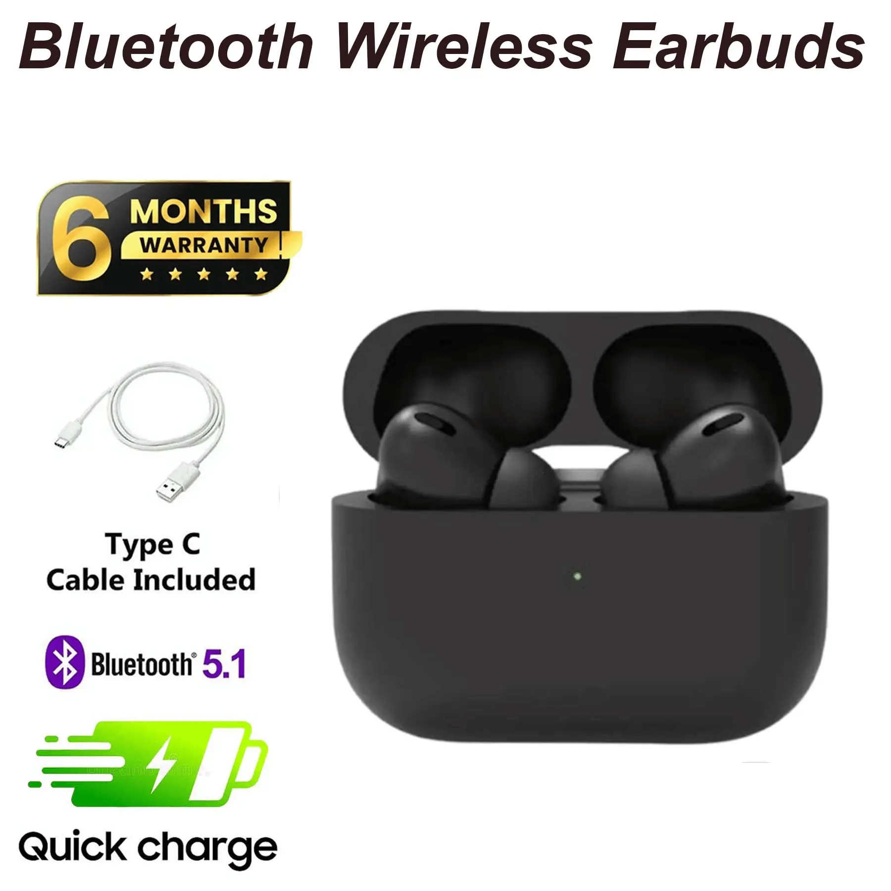     			Wireless Bluetooth airbuds in Black with Deep Bass, Long Battery Backup, Touch Control, Fast Charging Case, Lightweight Design for Music, Calls, Workouts & Gaming Headset