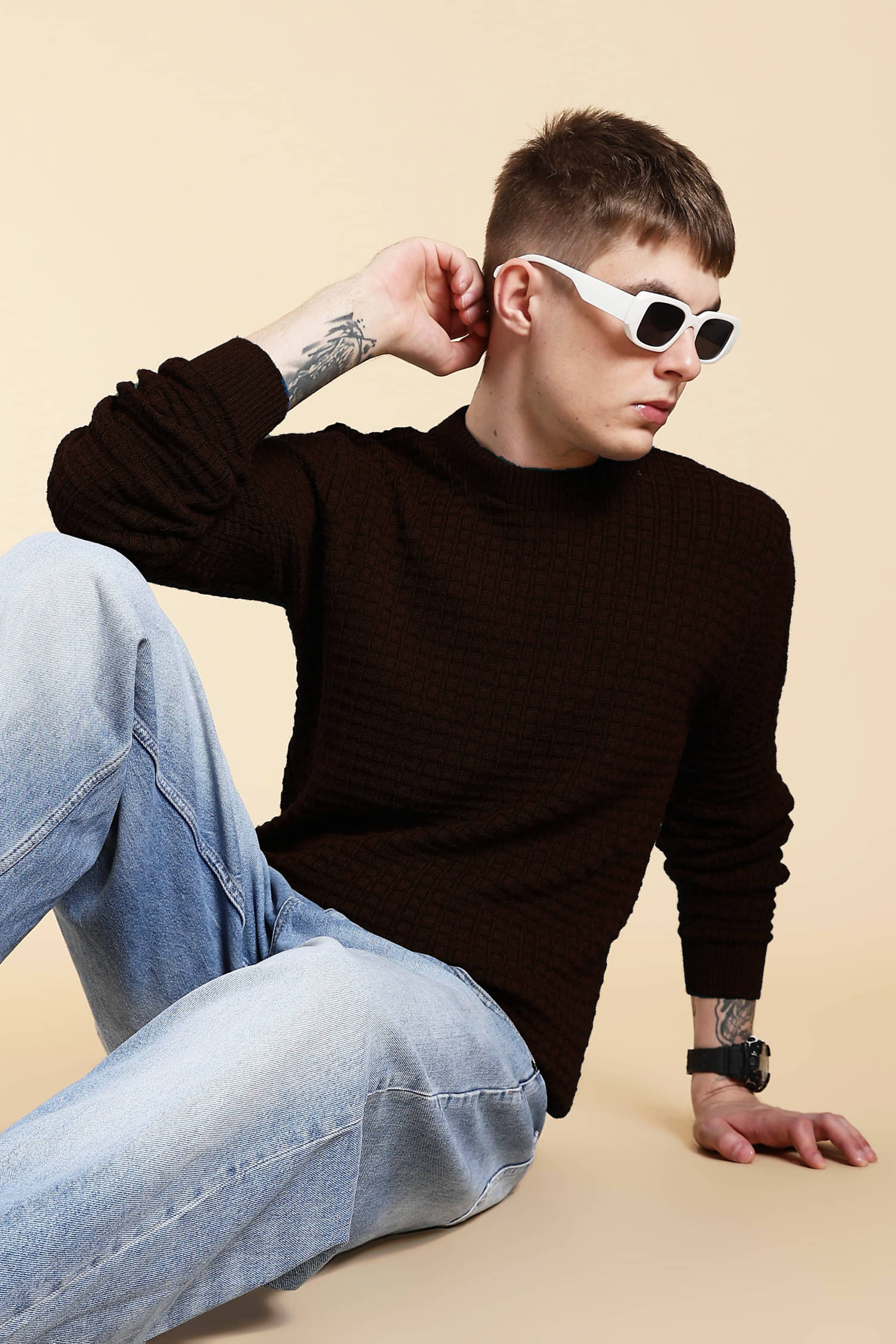 freaks Woollen Round Neck Men's Full Sleeves Pullover Sweater - Brown ( Pack of 1 ) freaks Woollen Round Neck Men's Full Sleeves Pullover Sweater - Brown ( Pack of 1 )