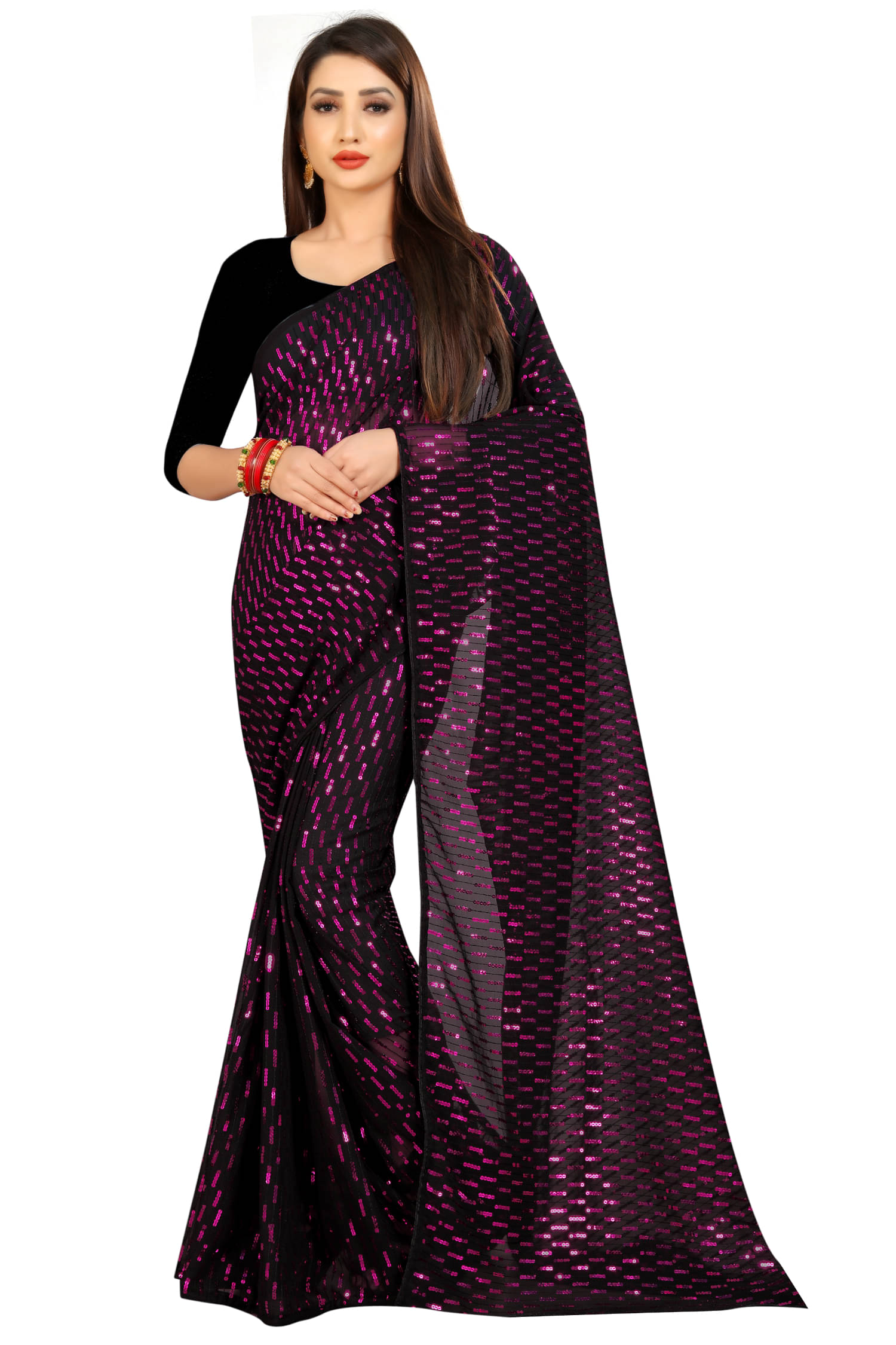 A TO Z CART Georgette Embroidered Regular Saree With Unstitched Blouse Piece ( Wine ) A TO Z CART Georgette Embroidered Regular Saree With Unstitched Blouse Piece ( Wine )