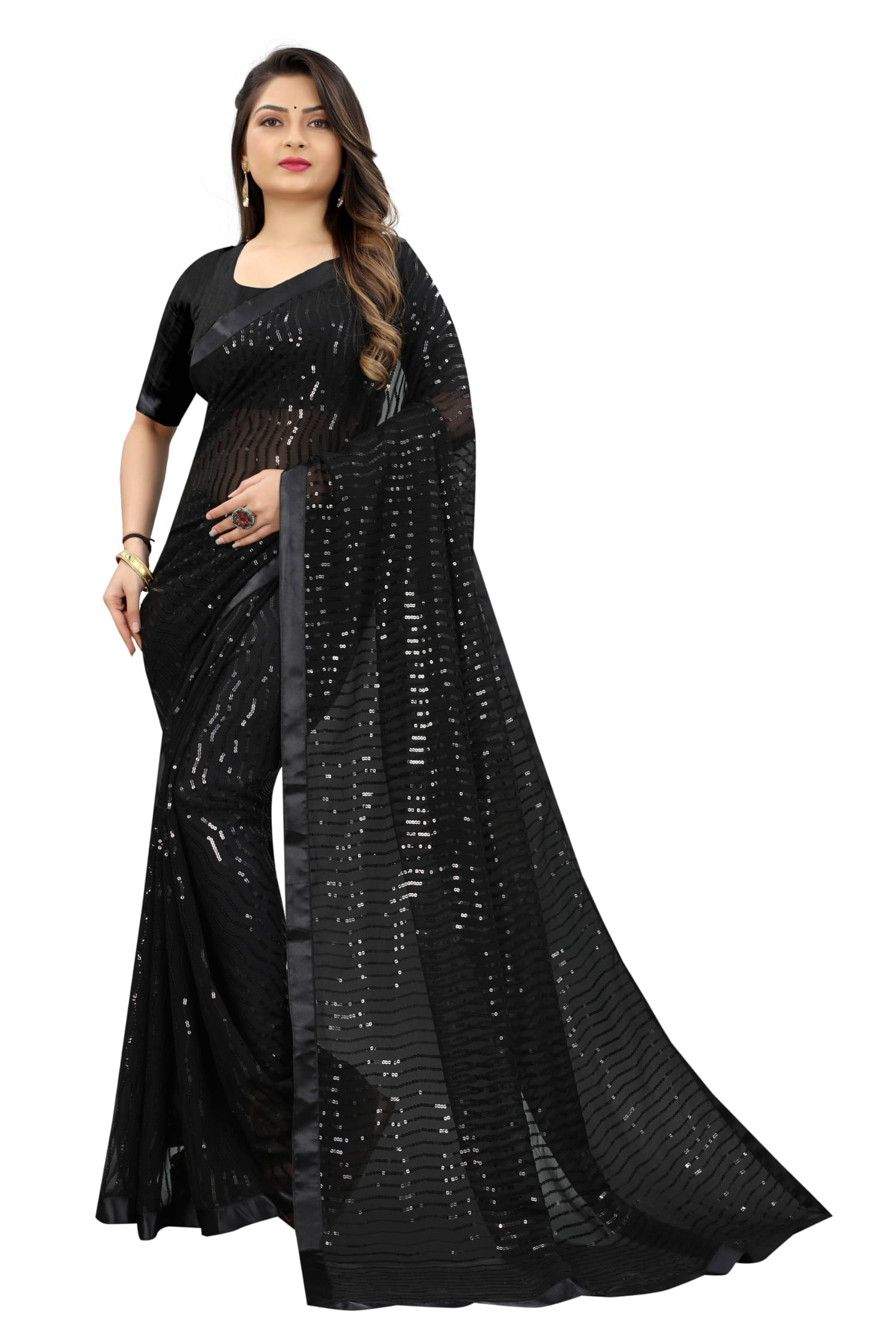 A TO Z CART Georgette Embroidered Regular Saree With Unstitched Blouse Piece ( Black ) A TO Z CART Georgette Embroidered Regular Saree With Unstitched Blouse Piece ( Black )