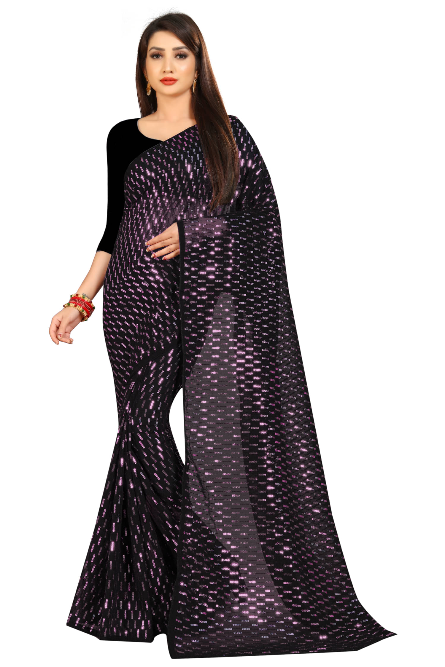     			A TO Z CART Georgette Embroidered Regular Saree With Unstitched Blouse Piece ( Multicolor )