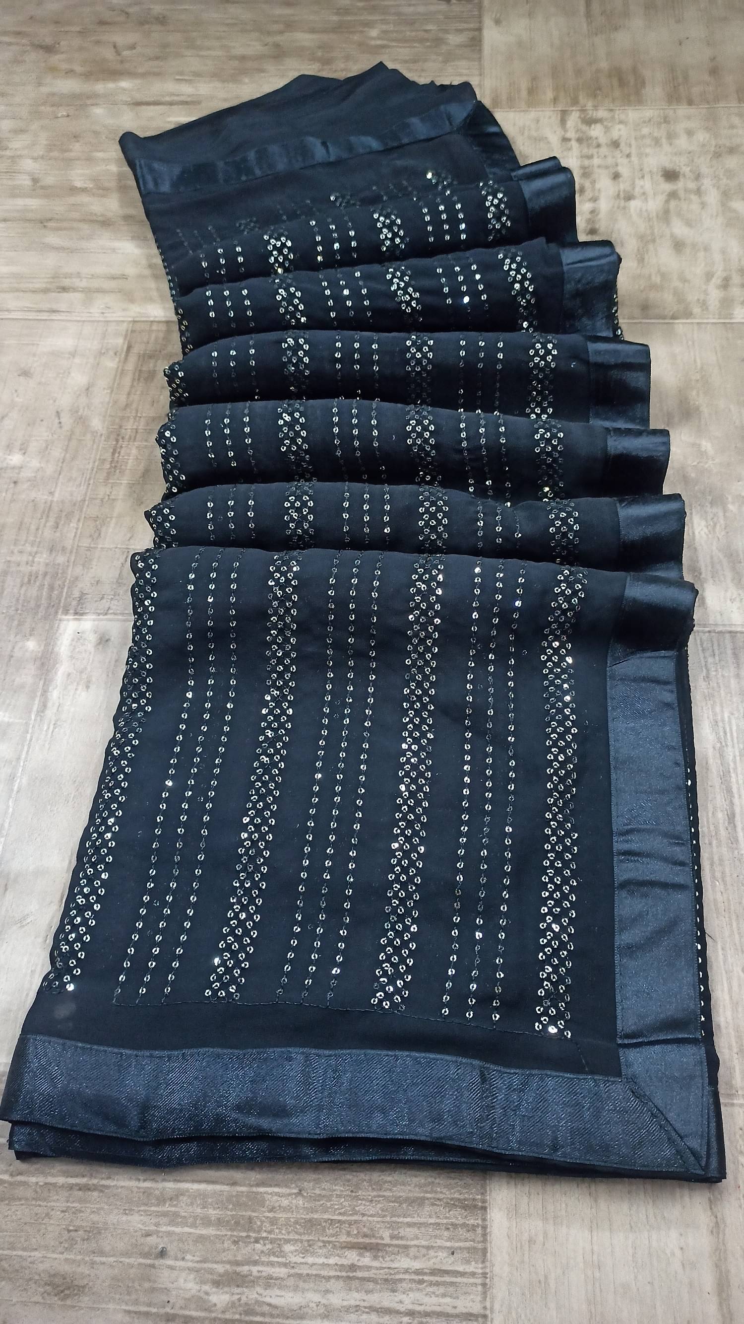 A TO Z CART Georgette Embroidered Regular Saree With Unstitched Blouse Piece ( Black )     			A TO Z CART Georgette Embroidered Regular Saree With Unstitched Blouse Piece ( Black )