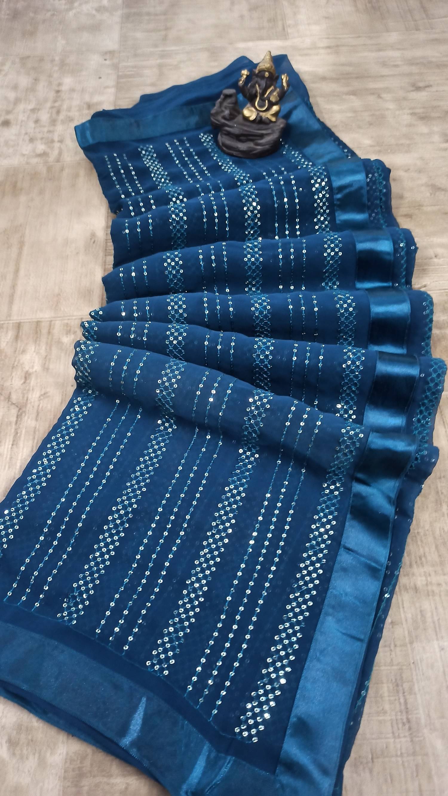     			A TO Z CART Georgette Embroidered Regular Saree With Unstitched Blouse Piece ( Rama )