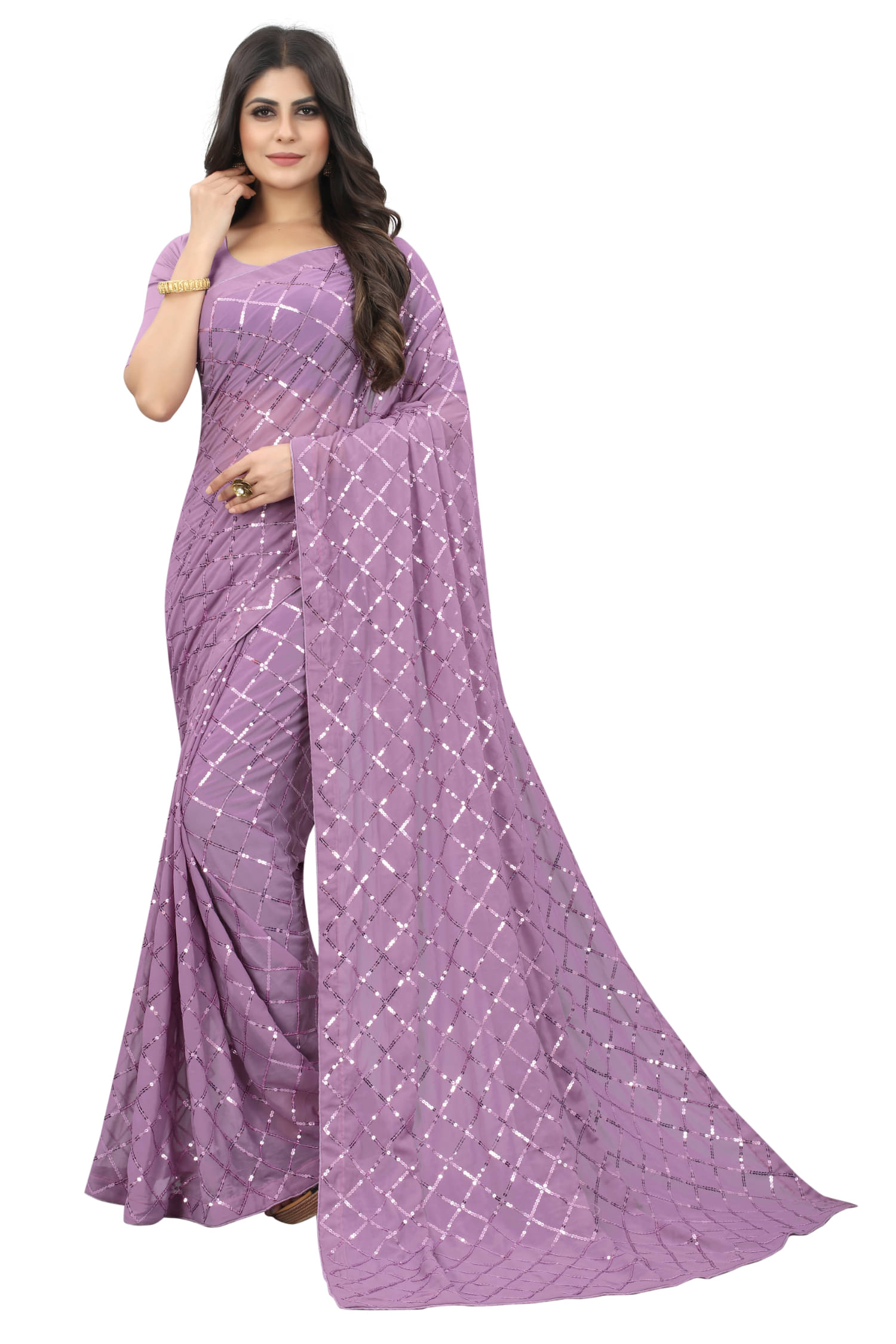 A TO Z CART Georgette Embroidered Regular Saree With Unstitched Blouse Piece ( Mauve ) A TO Z CART Georgette Embroidered Regular Saree With Unstitched Blouse Piece ( Mauve )