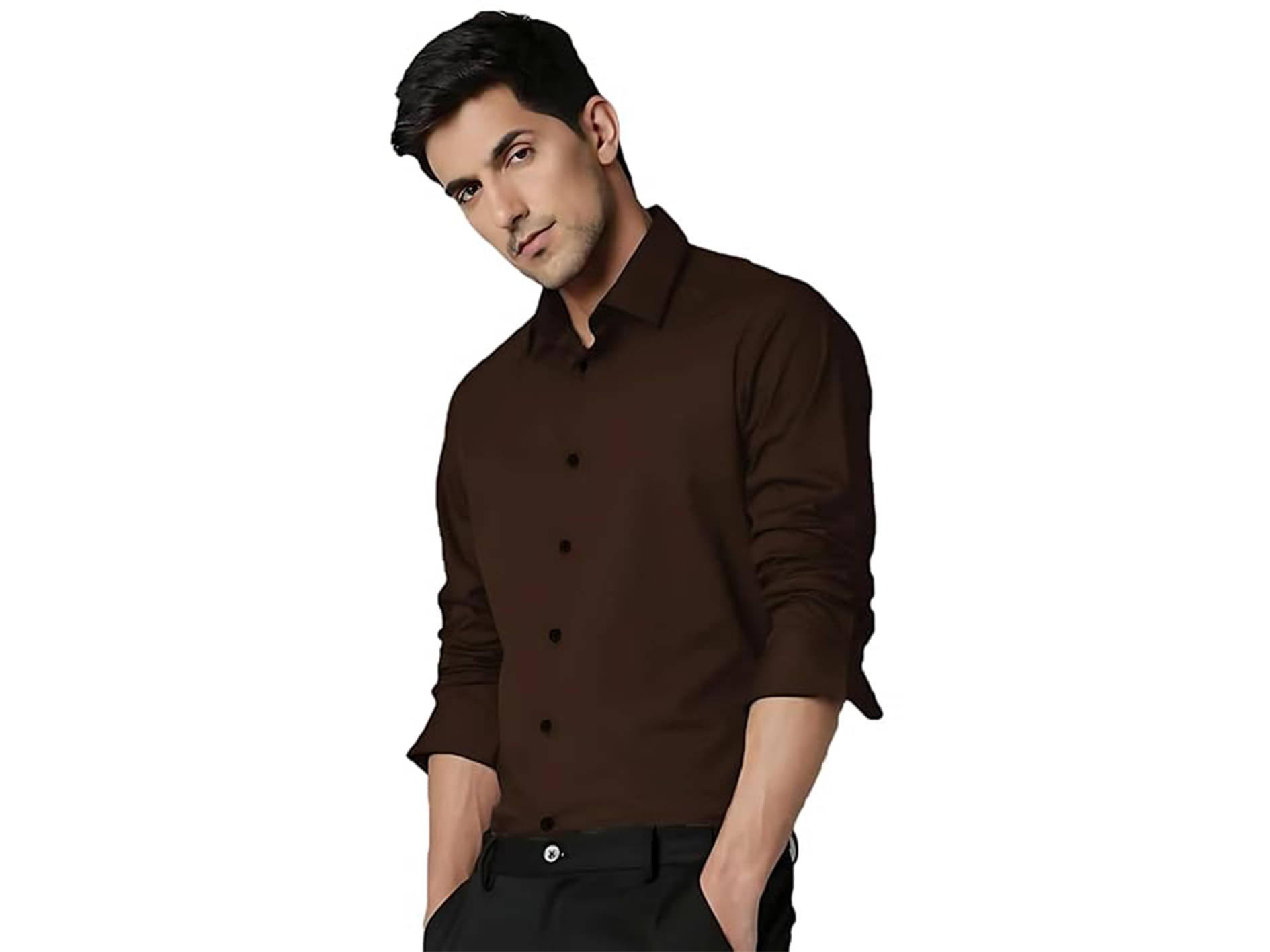     			Crivion Cotton Blend Regular Fit Solids Full Sleeves Men's Casual Shirt - Coffee ( Pack of 1 )