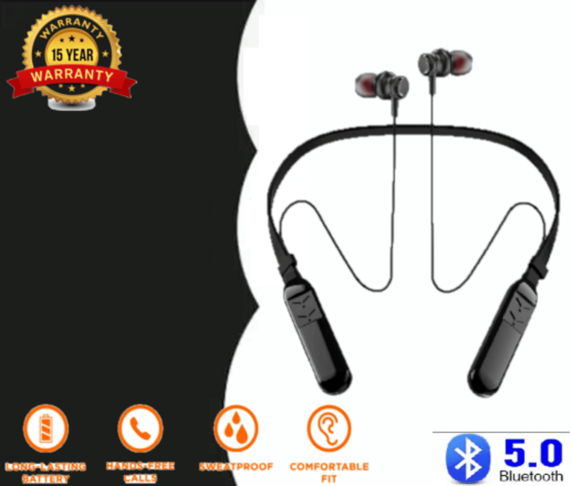     			Entrok AirBeat Max Wireless Earphones with Mic, 20Hr Playback, Fast Charging, Magnetic Earbuds, Deep Bass, Sweatproof – Black/Grey