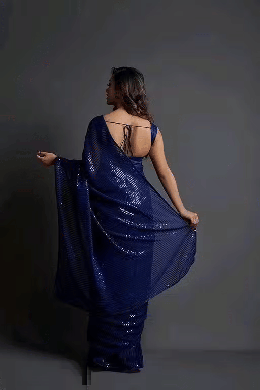 GENERIC JAISHREE ENTERPRISE Georgette Solid Regular Saree With Unstitched Blouse Piece ( Blue ) GENERIC JAISHREE ENTERPRISE Georgette Solid Regular Saree With Unstitched Blouse Piece ( Blue )