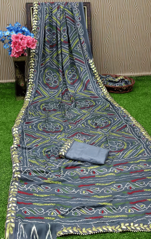 GENERIC JAISHREE ENTERPRISE Satin Printed Regular Saree With Unstitched Blouse Piece ( Grey ) GENERIC JAISHREE ENTERPRISE Satin Printed Regular Saree With Unstitched Blouse Piece ( Grey )