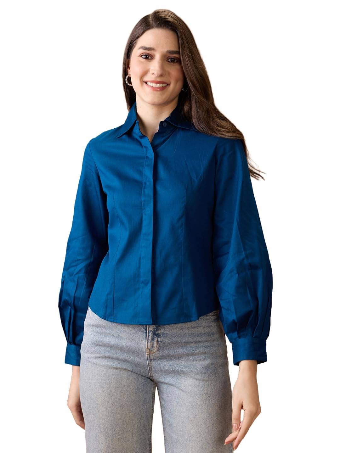     			Globus Women Cotton Shirt ( Blue )