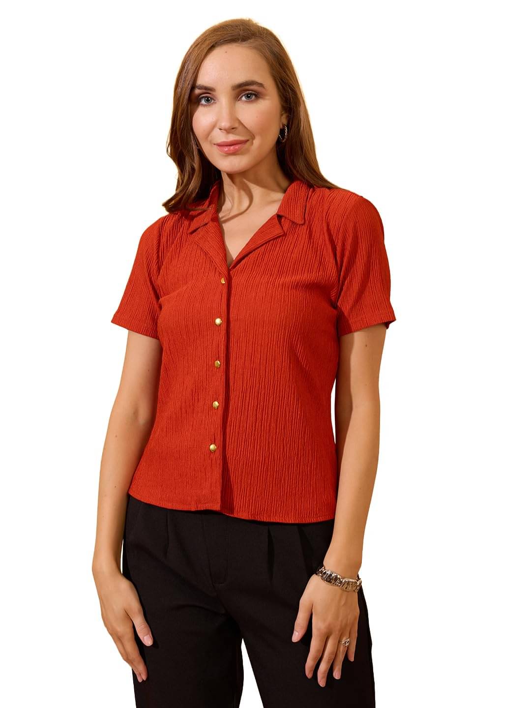     			Globus Women Polyester Shirt ( Orange )