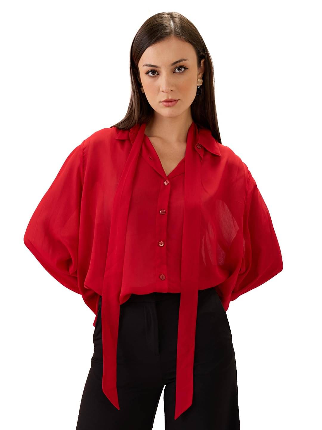 Globus Women Polyester Shirt ( Red ) Globus Women Polyester Shirt ( Red )