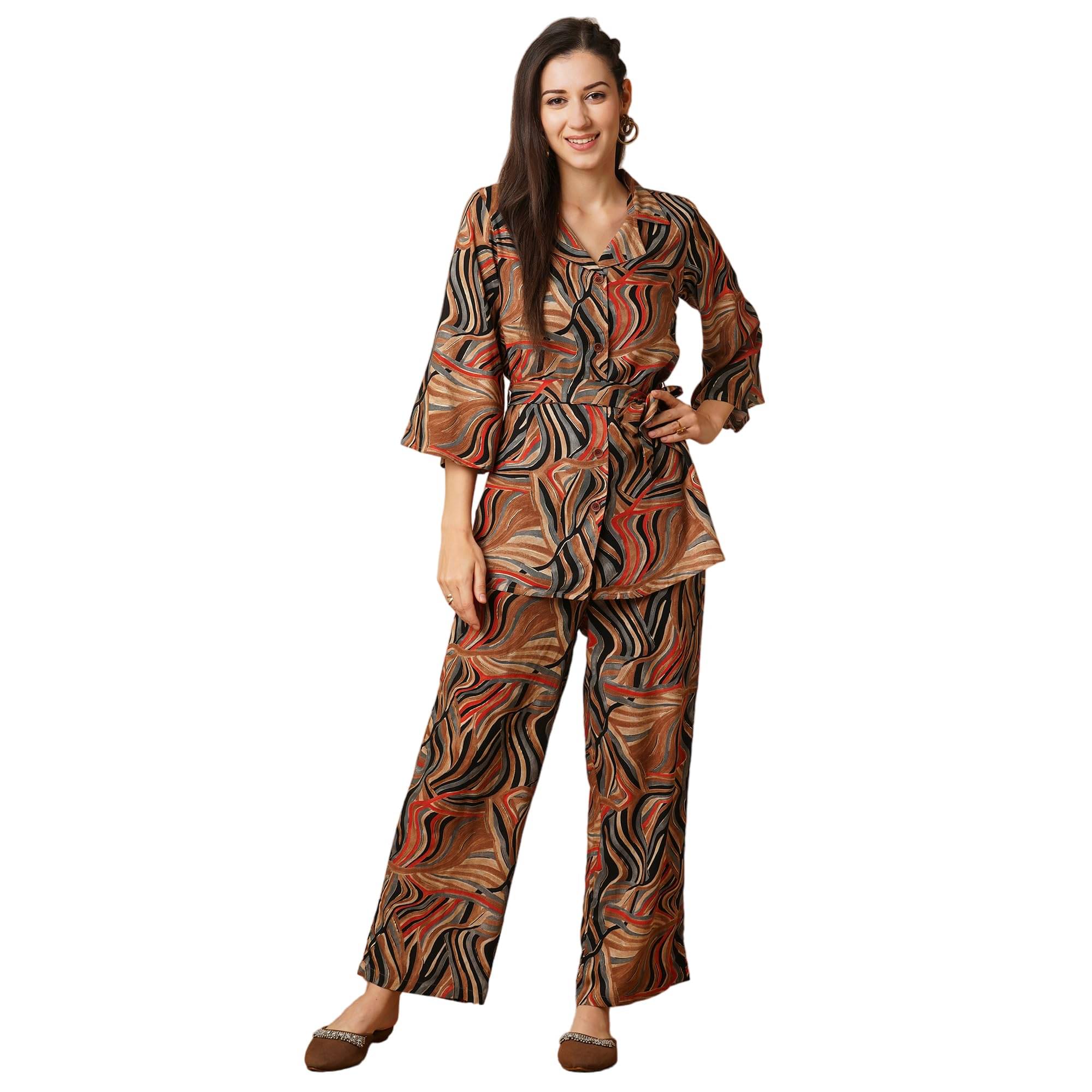     			Globus Women Shirt With Trousers Co-Ord Set ( Multicolor )
