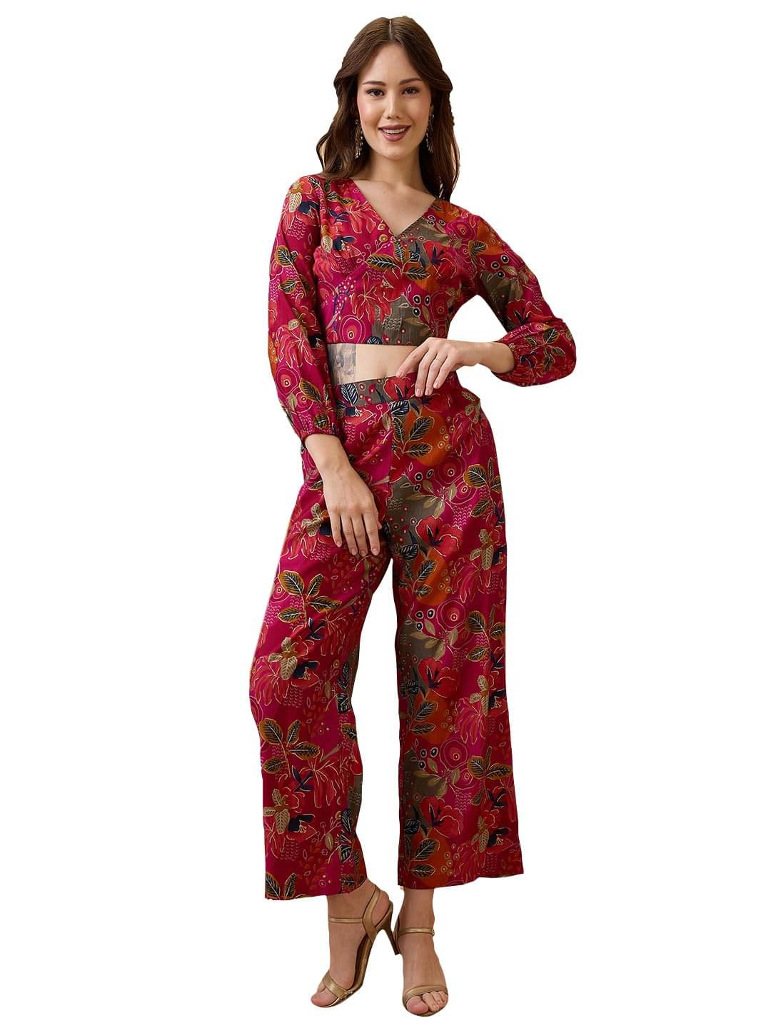     			Globus Women Top With Trousers Co-Ord Set ( Pink )