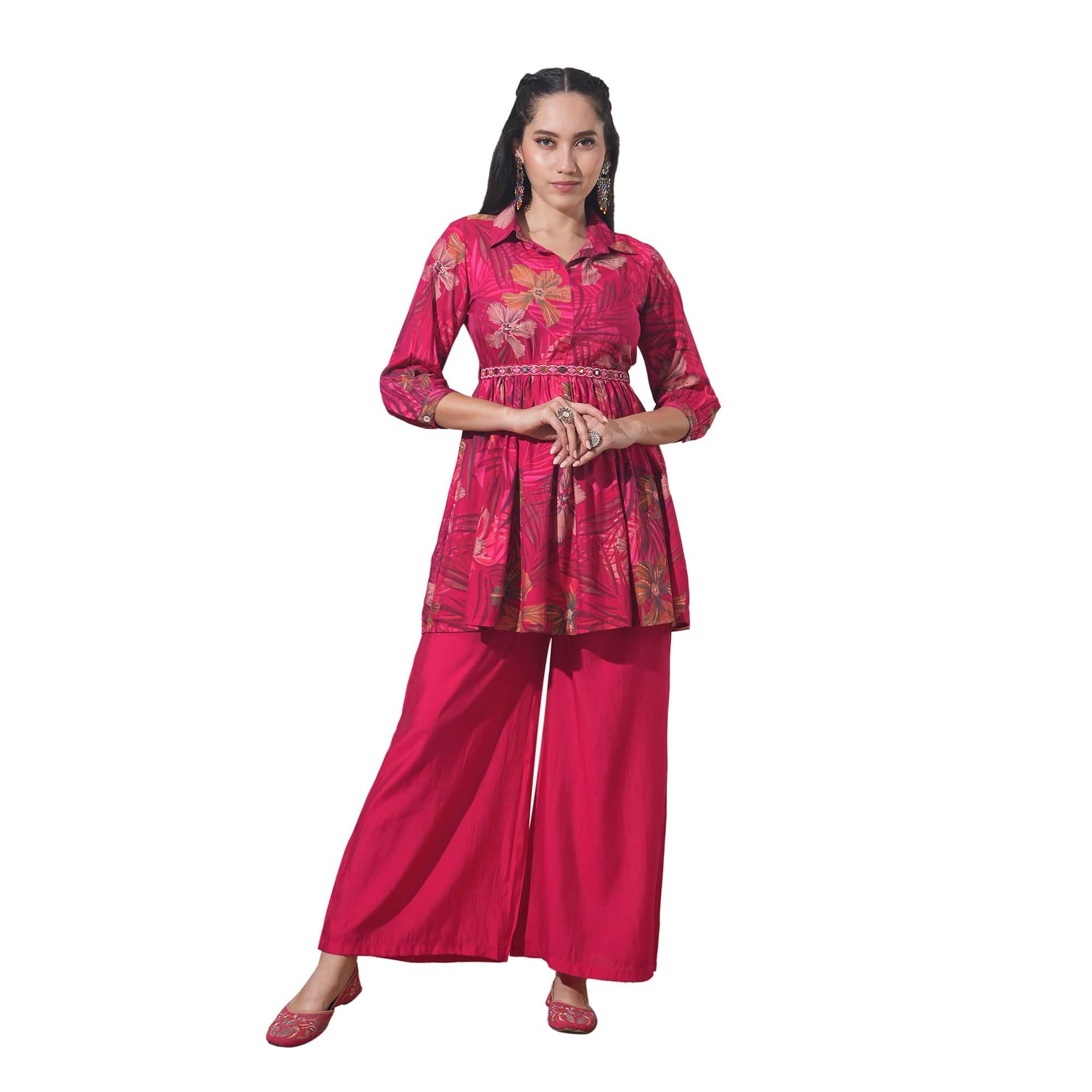     			Globus Women Tunic With Palazzos Co-Ord Set ( Pink )