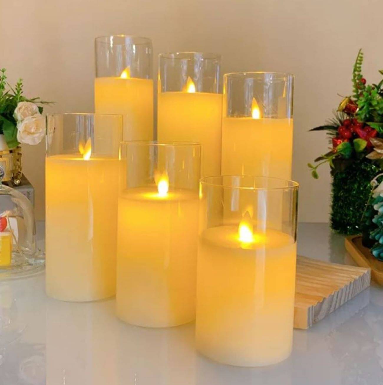     			Infispace White Pillar Candle 15 cm ( Pack of 6 )