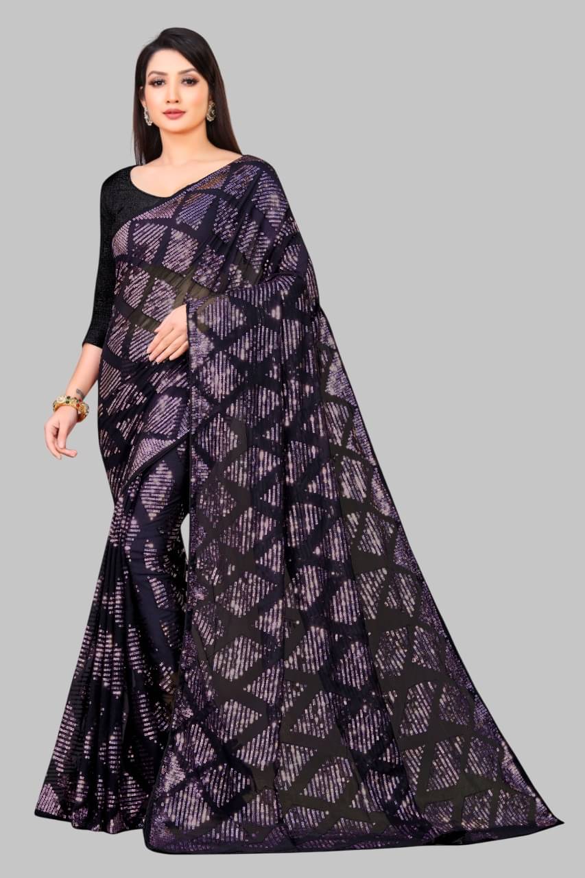     			JULEE Georgette Embroidered Regular Saree With Unstitched Blouse Piece ( Pink )