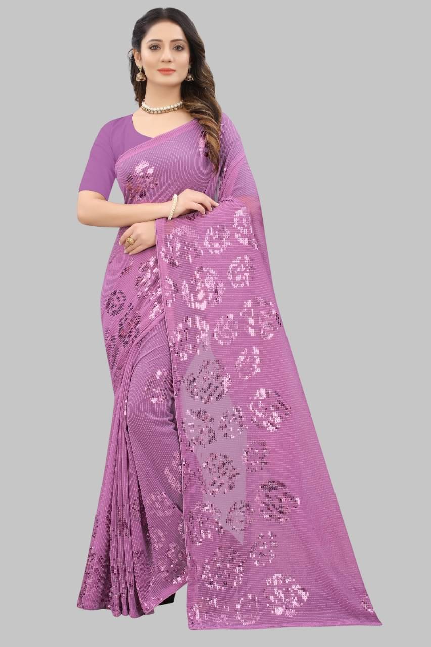    			JULEE Georgette Embroidered Regular Saree With Unstitched Blouse Piece ( Pink )