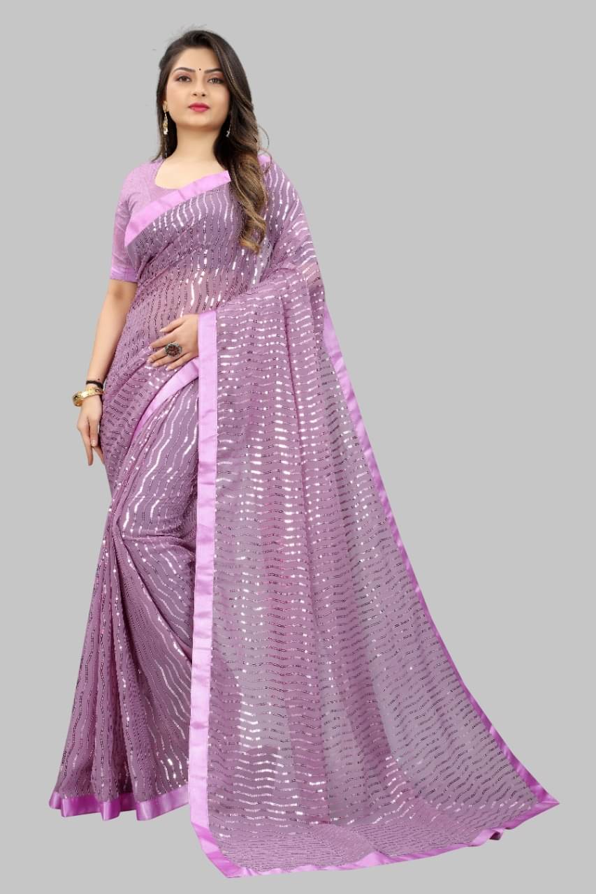     			JULEE Georgette Embroidered Regular Saree With Unstitched Blouse Piece ( Pink )