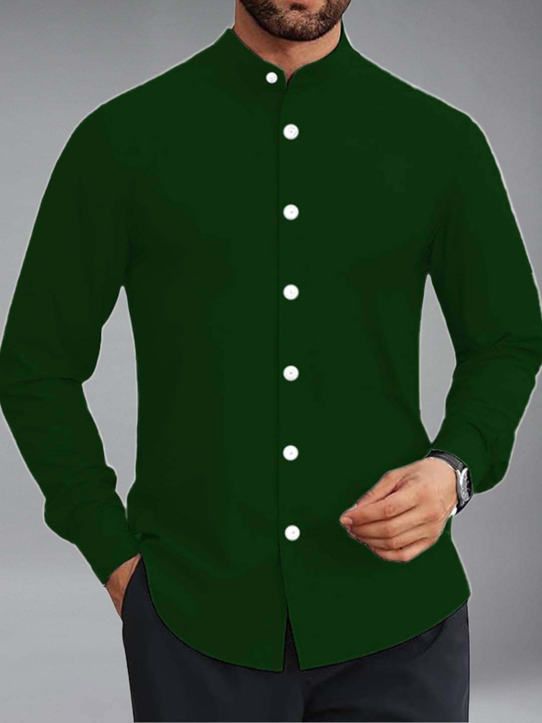     			KNOWTED Cotton Blend Slim Fit Solids Full Sleeves Men's Casual Shirt - Green ( Pack of 1 )